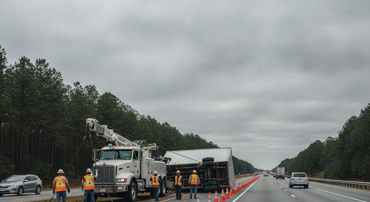 Heavy-duty recovery of a commercial vehicle in Fayetteville NC